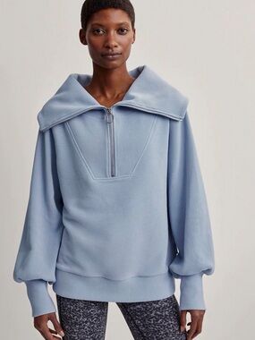 Varley Vine Blue Half Zip Collar Knit Pullover
